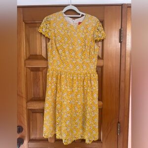 Monique Lhuillier Sunny Eyelet Yellow Knee Length Dress